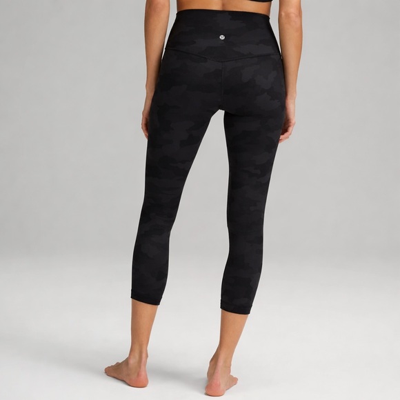 Lululemon Wunder Under Crop 19” Camo Deep Coal Multi Women Sz 12 - Picture 1 of 7